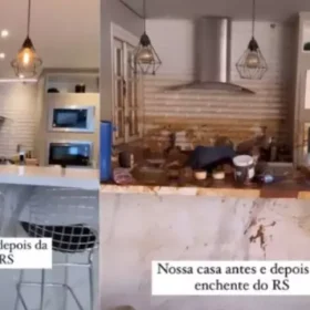 Influenciadora mostra antes e depois de casa inundada no RS: ‘força para recomeçar’